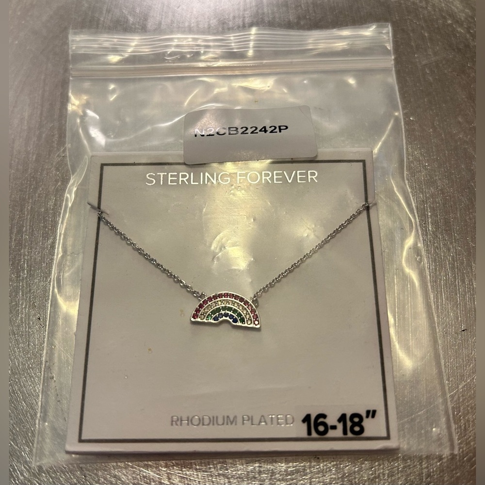 🌈🌈 Sterling Forever Rainbow CZ Pendant Necklace 🌈🌈